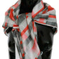 Elegant Silk Checkered Scarf in Gray and Red