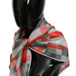 Elegant Silk Checkered Scarf in Gray and Red