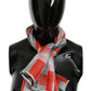 Elegant Silk Checkered Scarf in Gray and Red