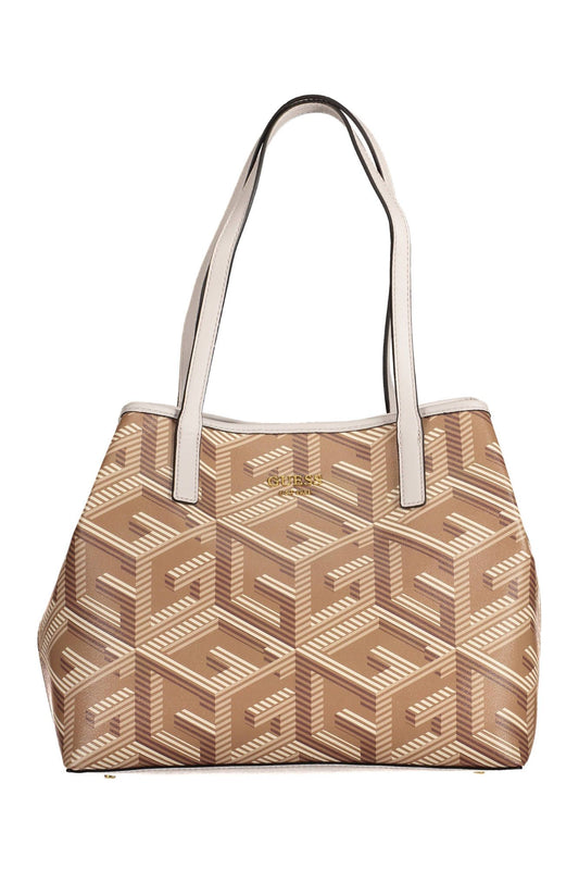 Beige Polyethylene Women Handbag