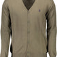 Green Cotton Men Cardigan