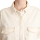 Elegant White Long Sleeve Collared Polo Top