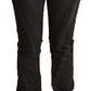 Elegant Mid Waist Skinny Black Trousers