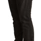 Elegant Mid Waist Skinny Black Trousers