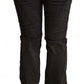 Elegant Mid Waist Skinny Black Trousers