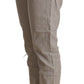 Elegant Light Grey Tapered Linen Pants