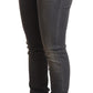 Elegant Dark Gray Skinny Jeans - Low Waist Zip Closure