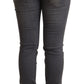 Elegant Dark Gray Skinny Jeans - Low Waist Zip Closure