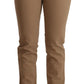 Elegant Brown Mid Waist Skinny Pants