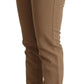 Elegant Brown Mid Waist Skinny Pants