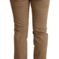 Elegant Brown Mid Waist Skinny Pants