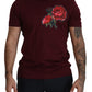 Elegant Bordeaux Roses Motif Crewneck Tee