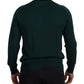 Elegant Green Crewneck Cashmere Sweater