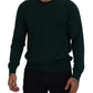 Elegant Green Crewneck Cashmere Sweater