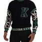 Regal Crewneck Pullover Sweater - Black & Green