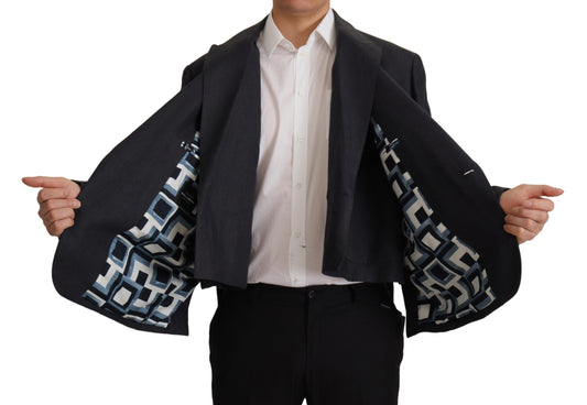 Sleek Double Breasted Navy Linen Blazer