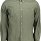 Green Cotton Men Shirt