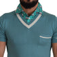 Elegant Silk Polo Tee with Boat Collar Print