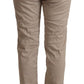 Beige Mid Waist Tapered Pants