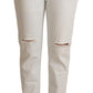 White Mid Waist Skinny Denim Jeans