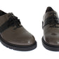 Elegant Gray Brown Leather Lace-up Shoes