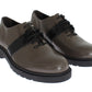 Elegant Gray Brown Leather Lace-up Shoes