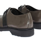 Elegant Gray Brown Leather Lace-up Shoes