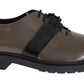 Elegant Gray Brown Leather Lace-up Shoes