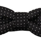 Black White Polka Dot Adjustable Neck Papillon Bow Tie