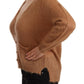 Chic Brown Knit Cardigan with Front Button Closure