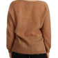 Chic Brown Knit Cardigan with Front Button Closure