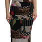 Elegant Patchwork Midi Silk Blend Dress