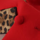 Elegant Red Leopard Trench Coat