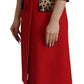 Elegant Red Leopard Trench Coat