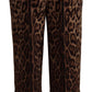 High Waist Cropped Leopard Jacquard Pants