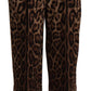 High Waist Cropped Leopard Jacquard Pants