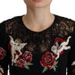 Black Lace Angel Roses Cardigan Sweater