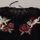 Black Lace Angel Roses Cardigan Sweater