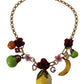 Gold Brass Sicily Fruits Roses Statement Necklace