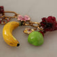 Gold Brass Sicily Fruits Roses Statement Necklace