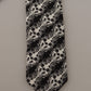 Black White Flower 100% Silk Print Adjustable Accessory Tie