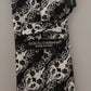 Black White Flower 100% Silk Print Adjustable Accessory Tie