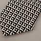 Black White Geometric 100% Silk Adjustable Accessory Tie