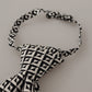 Black White Geometric 100% Silk Adjustable Accessory Tie