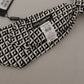 Black White Geometric 100% Silk Adjustable Accessory Tie