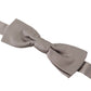 Silver 100% Silk Slim Adjustable Neck Papillon Tie