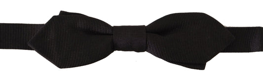 Black Solid 100% Silk Adjustable Neck Papillon Tie