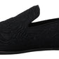 Elegant Jacquard Black Loafers Slide On Flats