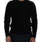 Elegant Black Logo Wool Sweater