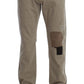 Beige Straight Fit Cotton Jeans for Men